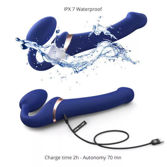Strap-on-me S - felcsatolható, léghullámos vibrátor (kék)