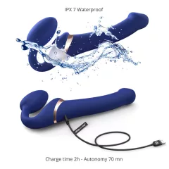   Strap-on-me M - felcsatolható, léghullámos vibrátor (kék)