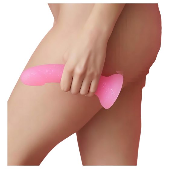 Dildolls Glitzy - tapadókorongos szilikon dildó (pink)