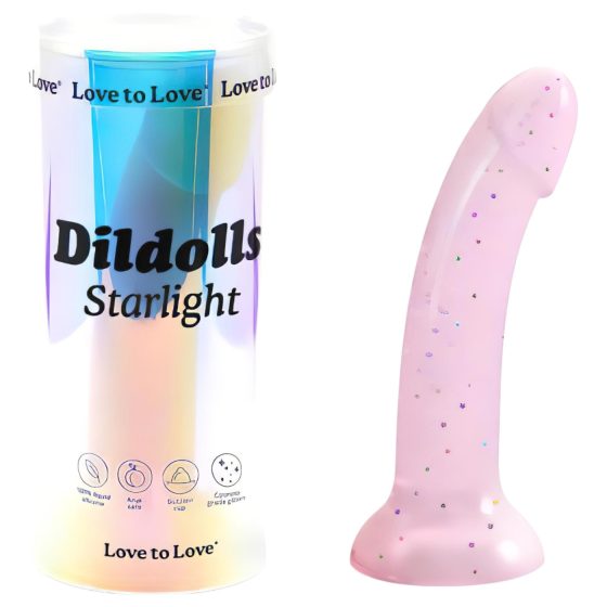 Dildolls Starlight - tapadókorongos, csillagos dildó (pink)