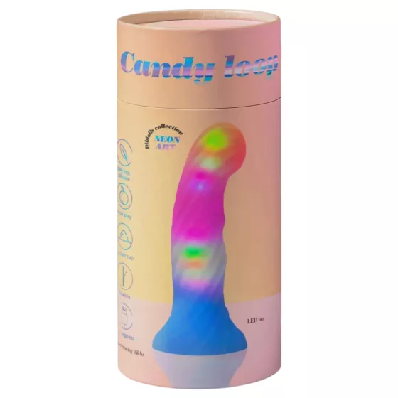 Love to Love Candy Loop - világító LED-es szilikon dildó (rózsaszín-kék) - 16,9 cm