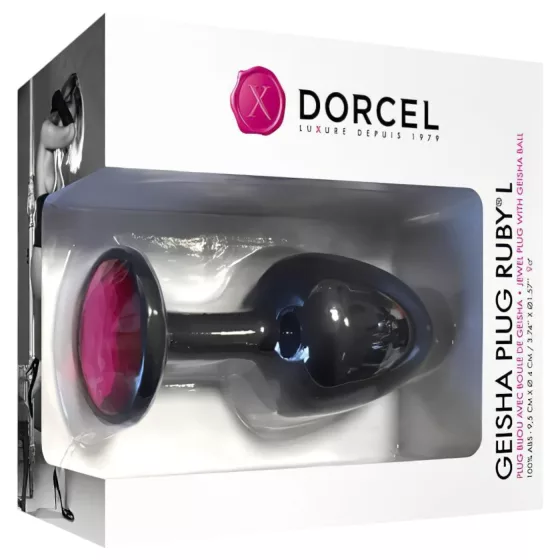 / Dorcel Geisha Plug Ruby L - fekete pink köves anál plug (nagy)