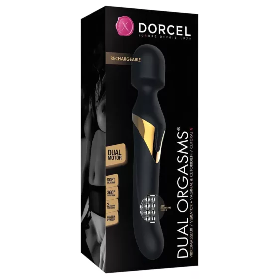 Dorcel Dual Orgasms Gold - 2in1 masszírozó vibrátor, wand masszírozó (fekete)