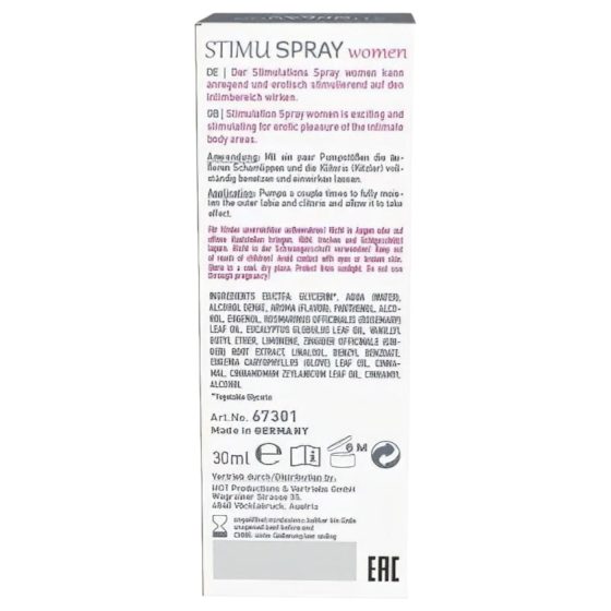 HOT Shiatsu Joyful - stimuláló spray nőknek (30ml)