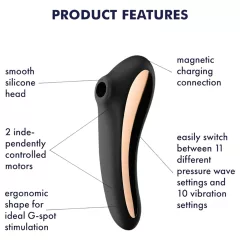   Satisfyer Dual Kiss - akkus hüvelyi és csikló vibrátor (fekete)
