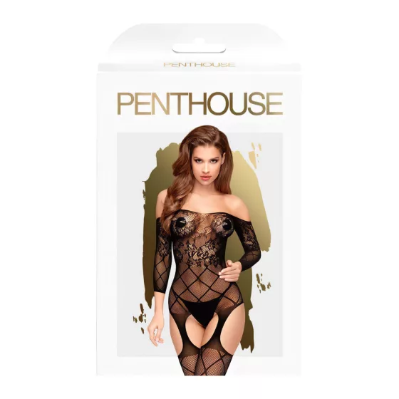 Penthouse Top-Notch - nyitott necc szett (fekete)