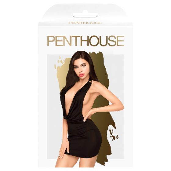 Penthouse Heart Rob - nyakpántos ruha és tanga (fekete)
