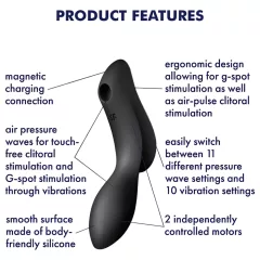   Satisfyer Curvy Trinity 2 - léghullámos 2in1 vibrátor (fekete)