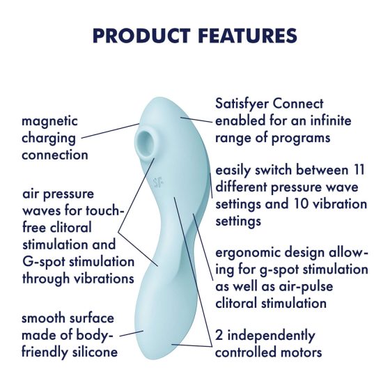 Satisfyer Curvy Trinity 5+ - okos 2in1 vibrátor (kék)