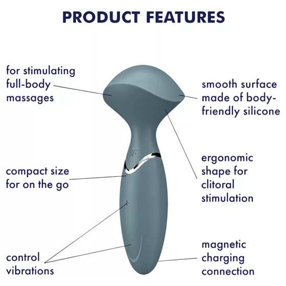 Satisfyer Mini Wand-er - akkus masszírozó vibrátor (szürke)