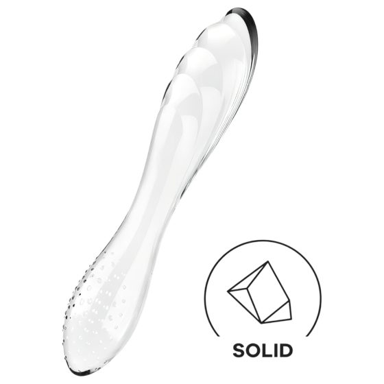 Satisfyer Dazzling Crystal 1 - kétvégű üveg dildó (átlátszó)