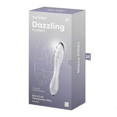   Satisfyer Dazzling Crystal 1 - kétvégű üveg dildó (átlátszó)