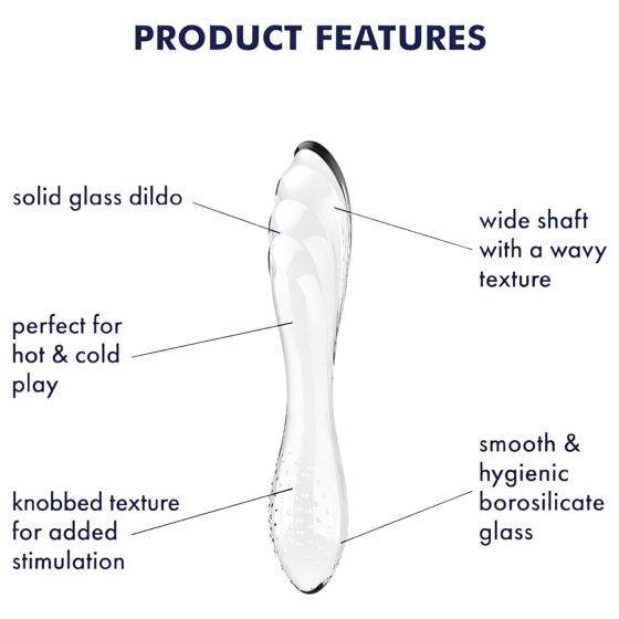 Satisfyer Dazzling Crystal 1 - kétvégű üveg dildó (átlátszó)