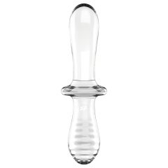   Satisfyer Double Crystal - kétvégű üveg dildó (átlátszó)