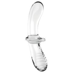   Satisfyer Double Crystal - kétvégű üveg dildó (átlátszó)