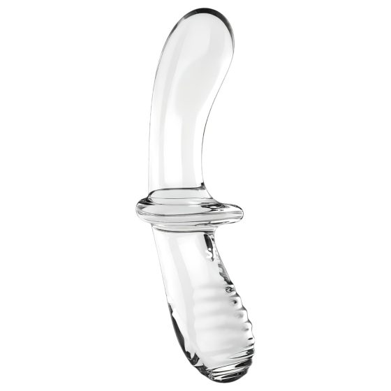 Satisfyer Double Crystal - kétvégű üveg dildó (átlátszó)