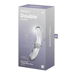   Satisfyer Double Crystal - kétvégű üveg dildó (átlátszó)
