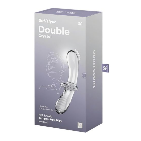Satisfyer Double Crystal - kétvégű üveg dildó (átlátszó)