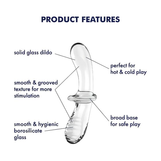 Satisfyer Double Crystal - kétvégű üveg dildó (átlátszó)