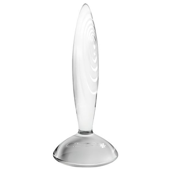 Satisfyer Sparkling Crystal - bordázott üveg dildó (átlátszó)