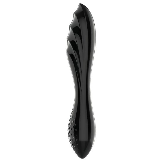 Satisfyer Dazzling Crystal 1 - kétvégű üveg dildó (fekete)