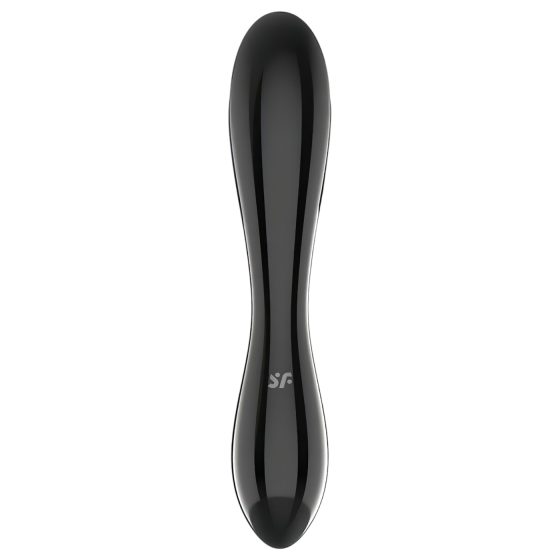 Satisfyer Dazzling Crystal 1 - kétvégű üveg dildó (fekete)