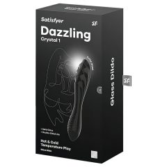   Satisfyer Dazzling Crystal 1 - kétvégű üveg dildó (fekete)