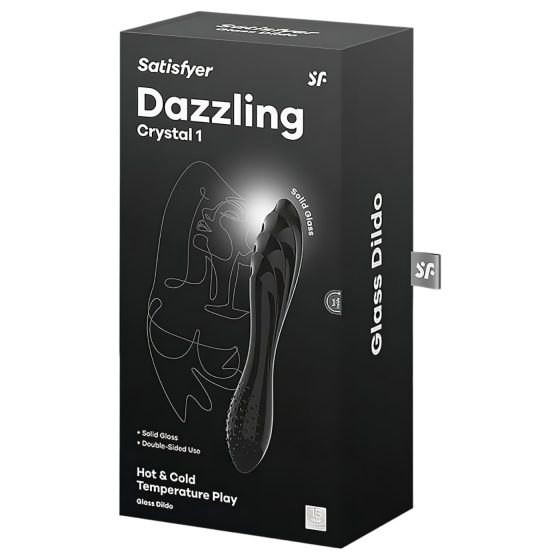 Satisfyer Dazzling Crystal 1 - kétvégű üveg dildó (fekete)