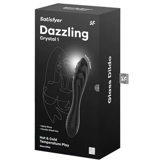 Satisfyer Dazzling Crystal 1 - dupla végű üveg dildó (fekete)