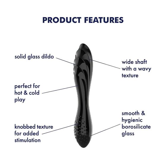 Satisfyer Dazzling Crystal 1 - kétvégű üveg dildó (fekete)