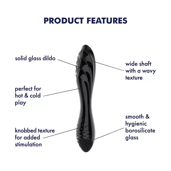 Satisfyer Dazzling Crystal 1 - dupla végű üveg dildó (fekete)