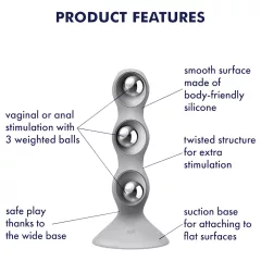 Satisfyer Triple Ball-R - gyöngyös dildó (szürke)