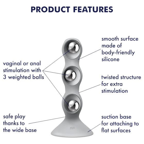 Satisfyer Triple Ball-R - gyöngyös dildó (szürke)
