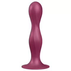   Satisfyer Double Ball-R - tapadókorongos súlyozott dildó (piros)
