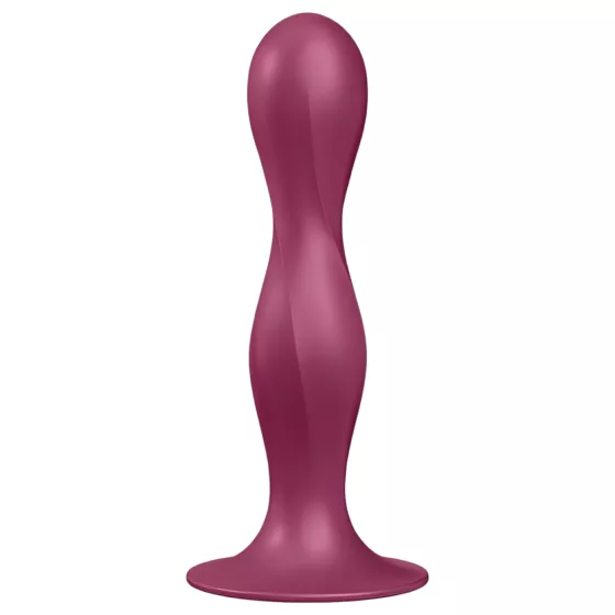 Satisfyer Double Ball-R - tapadókorongos súlyozott dildó (piros)