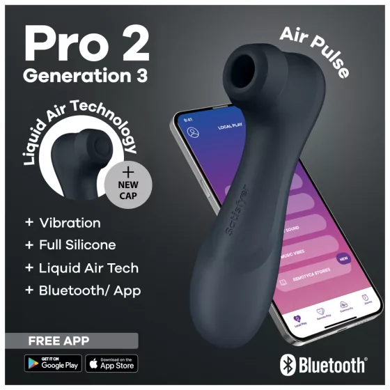 Satisfyer Pro2 Gen3 - okos léghullámos csiklóizgató (sötét szürke)