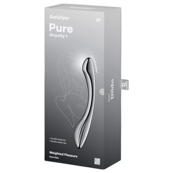 Satisfyer Pure Gravity 1 - bordázott acéldildó (ezüst)