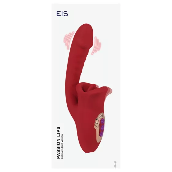 EIS Passion Lips - G-pont vibrátor nyaló funkcióval (piros)