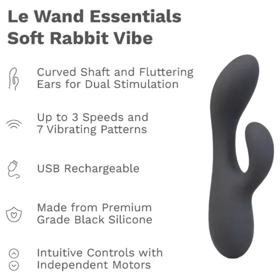 le Wand Soft Rabbit - 2 motoros csiklókaros vibrátor (fekete)