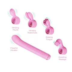 / Magic Stick - vibrátor, cserélhető feltétekkel (pink)