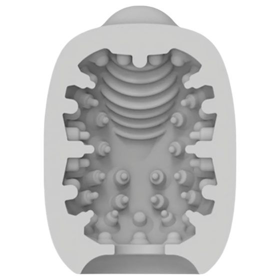 VIBEGGS Naughty Nubs - vibrációs tojás maszturbátor (fehér)