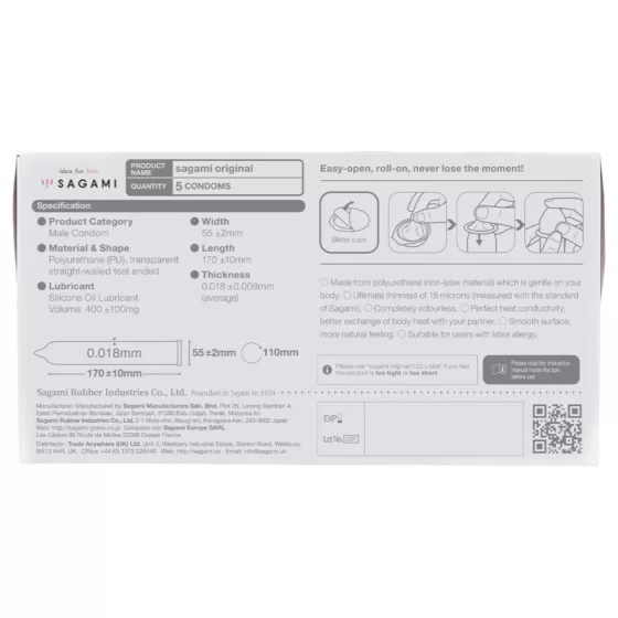 Sagami Original 0.01 - óvszer - 55mm (5db)