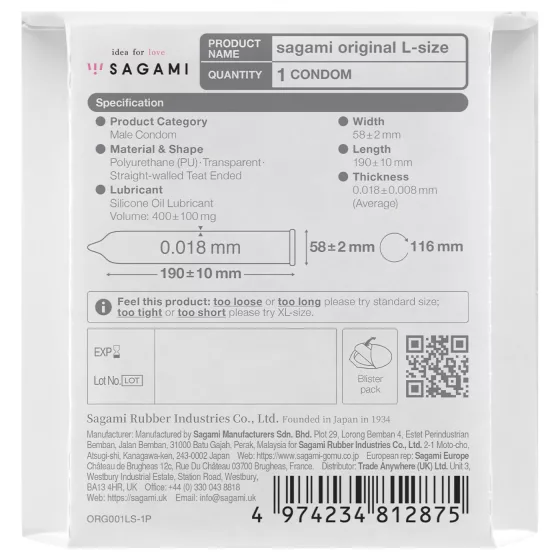 Sagami Original 0,01 L - óvszer - 58mm (1db)