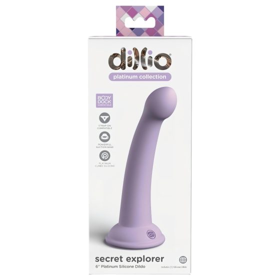 Dillio Secret Explorer - tapadókorongos dildó (17cm) - lila