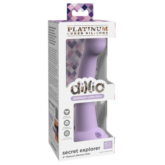 Dillio Secret Explorer - tapadókorongos dildó (17cm) - lila