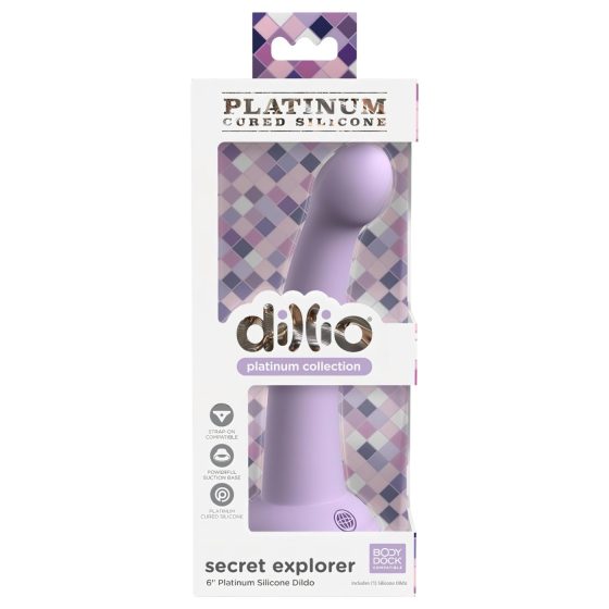 Dillio Secret Explorer - tapadókorongos dildó (17cm) - lila