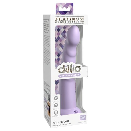 Dillio Slim Seven - tapadókorongos stimuláló dildó (20cm) - lila