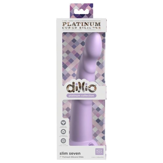 Dillio Slim Seven - tapadókorongos stimuláló dildó (20cm) - lila