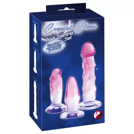 Crystal Clear - anál tréner szett kezdőknek, 3 db (átlátszó-pink)