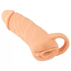   Nature Skin - péniszköpeny és műpunci - 18 cm maszturbátor (testszínű)